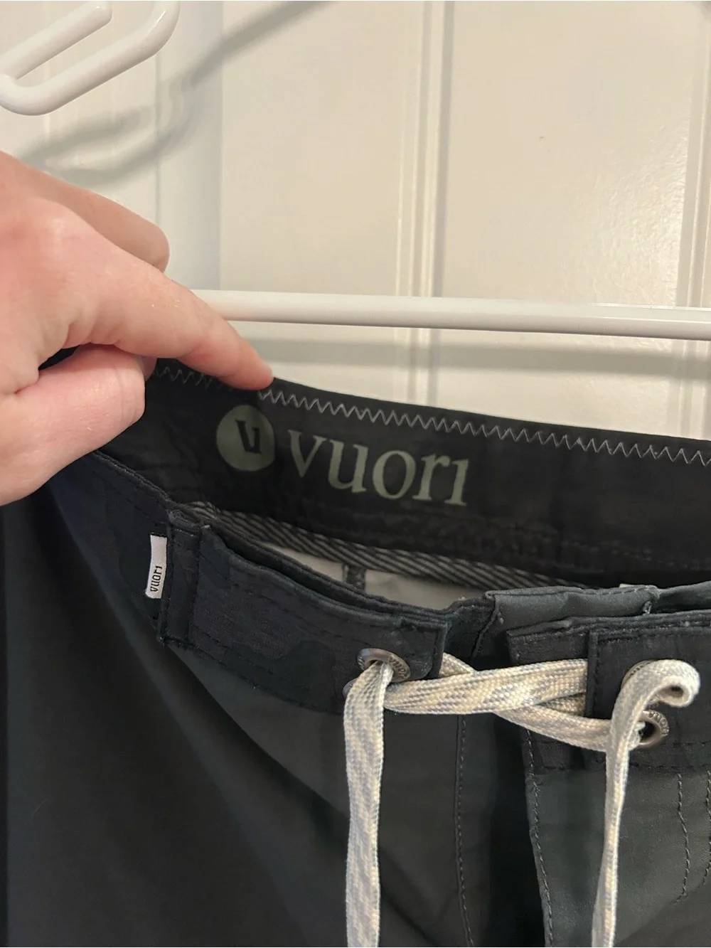 Vuori Black and Gray Drawstring Board Shorts